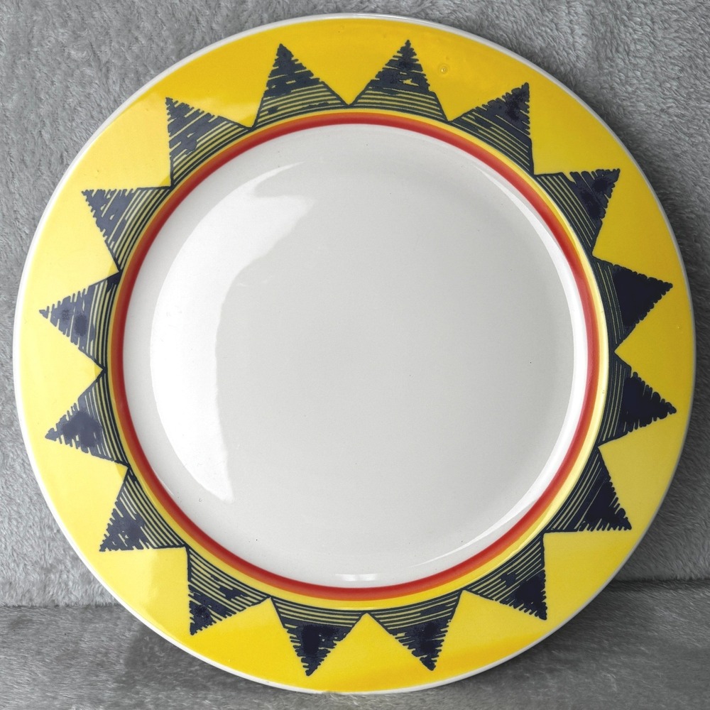 Homer Laughlin Sunburst Salerno Dinner Plate Platter Yellow Geometric USA - Picture 7 of 8